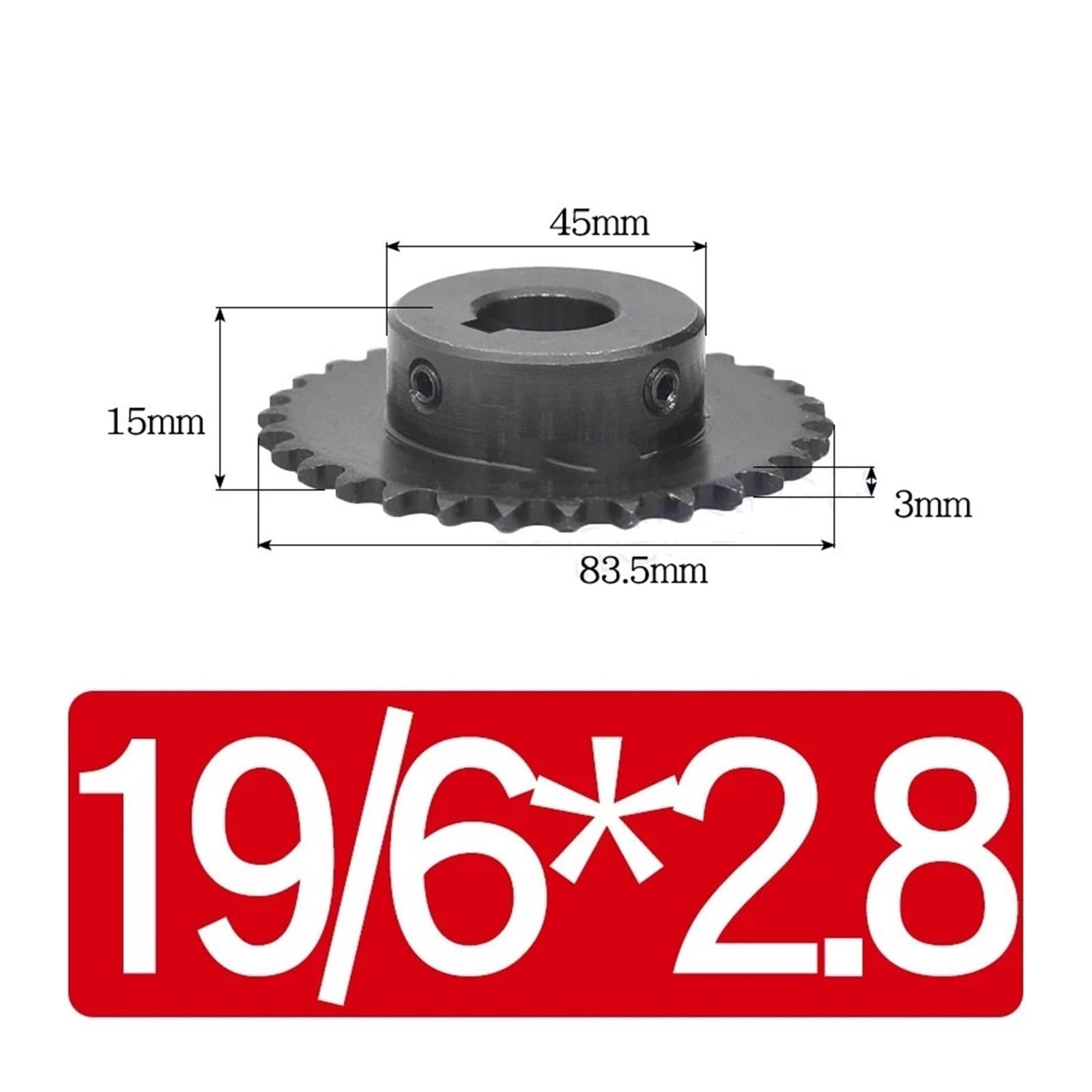 Bevel Gear Pinion Hardware Mechanical 1Pcs 40Teeth 04C Chain Gear 45# Steel Industrial Sprocket Wheel 14-20mm Bore Motor Chain Drive Sprocket Keyway Hole(19mm(6x2.8mm))