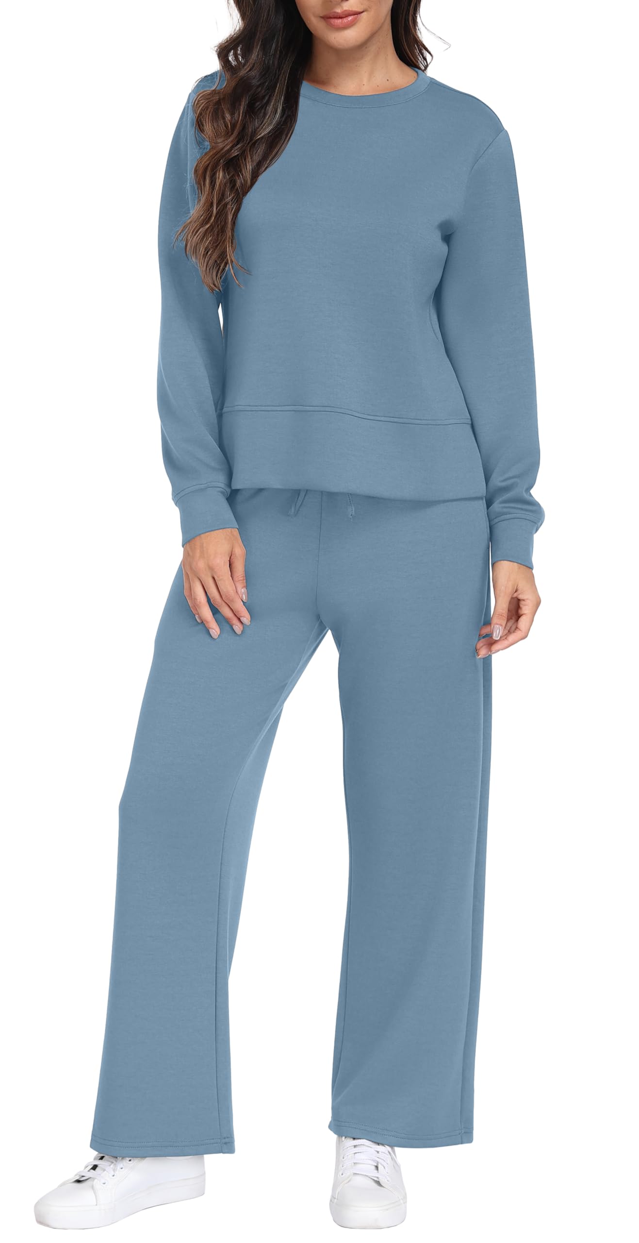 GRECERELLE Dwuczęściowy dres do joggingu, damski dres treningowy, jesienny strój, strój z długim rękawem, luźny dekolt z okrągłym dekoltem i dresami, spodnie do biegania z kieszeniami