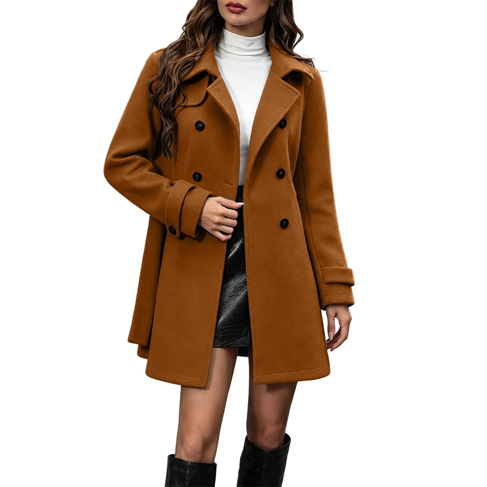 Mantel Damen Wintermantel Lang Winterjacke Elegant Wintercoat Wollmantel