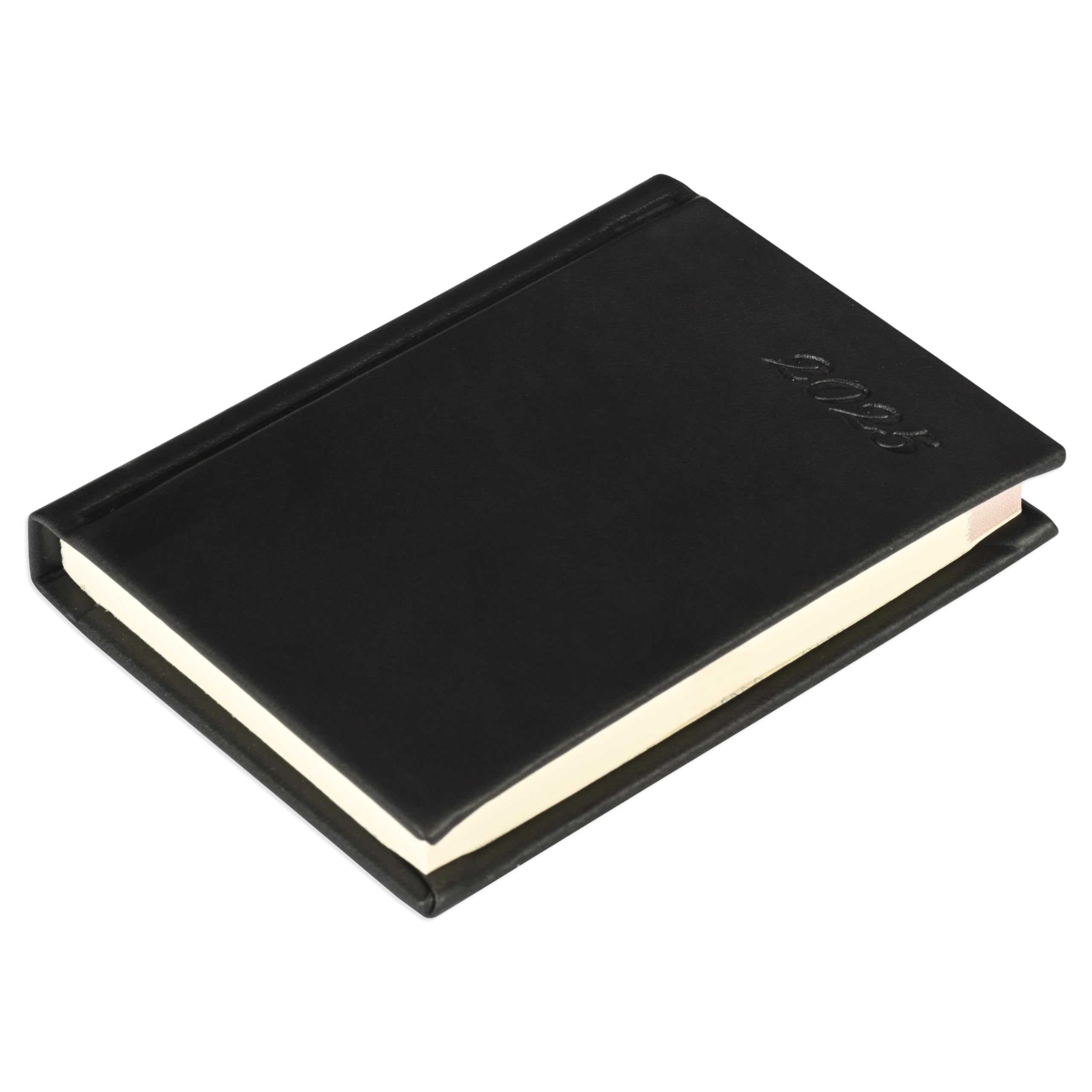 FIS®2025 Pocket Diary, Italian PU Materials, Sewn Cover, English, Size 75x105mm, Black Color-FSDI11EN25BK