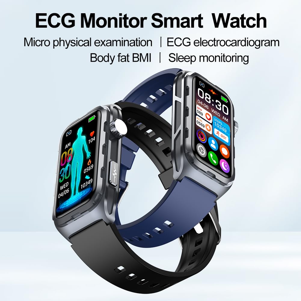 Smartwatch ECG Uomo Donna, 1,47 pollici Impermeabile Orologio Intelligente con Contapassi SpO2 PPG BP HR Cardiofrequenzimetro Notifica di Chiamata per Android iOS