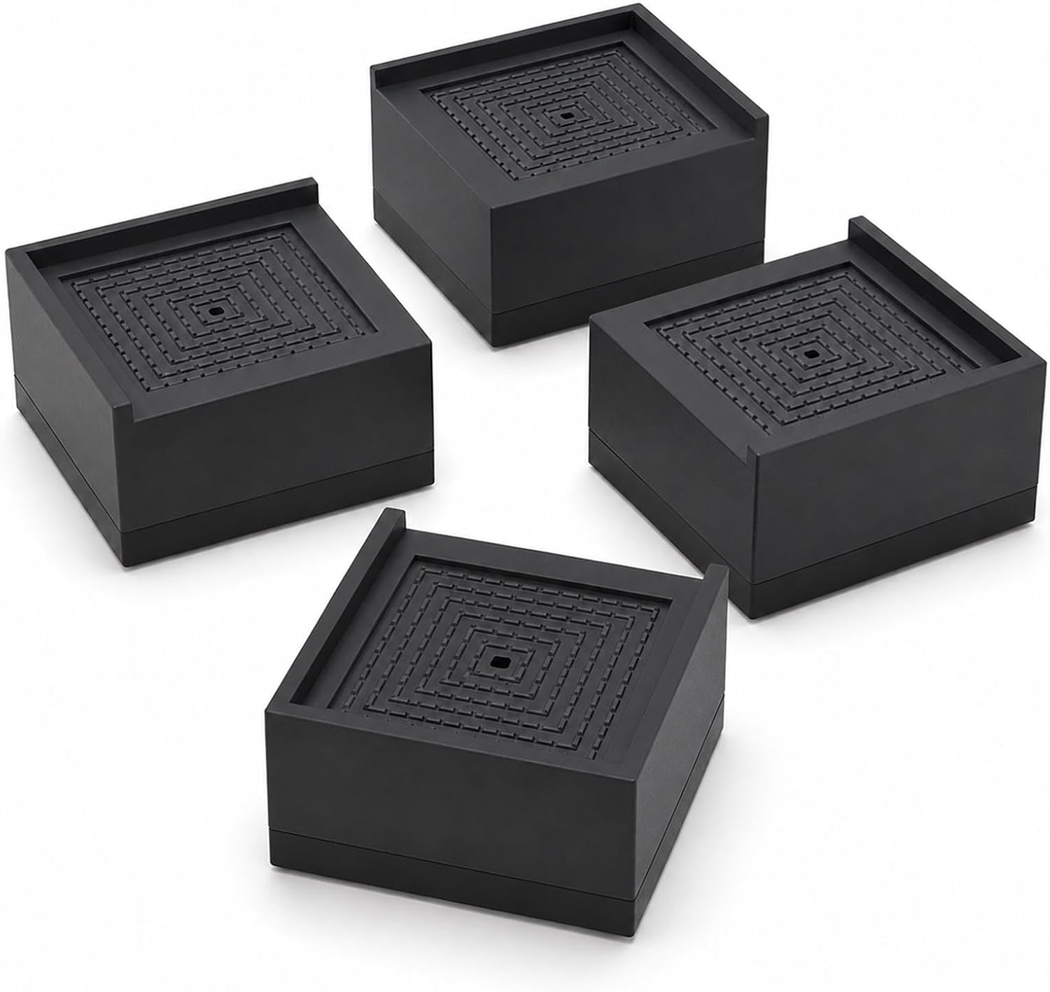 Bed Risers Heavy Duty 1.5 Inch, 4 Pack Furniture Riser Blocks 3 x 3 Inch with Non-Slip TPU Base, L-Shaped Lift for Bed, Sofa, Desk, Chair Legs(Black)