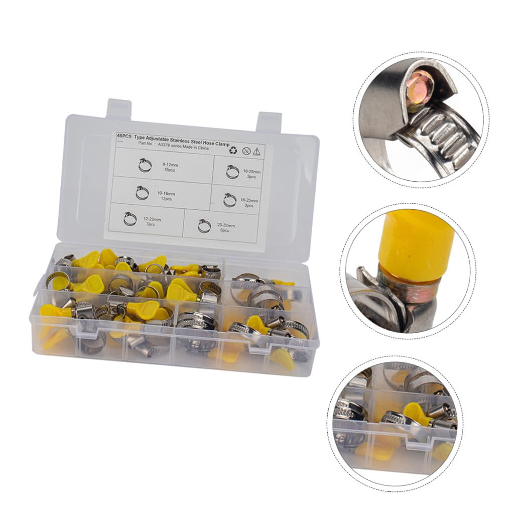 Alipis 45 Pièces Colliers de Serrage Tuyau Acier Inoxydable avec Plastique Lot de Clips pour Tuyaux Applications Domestiques et Mécaniques