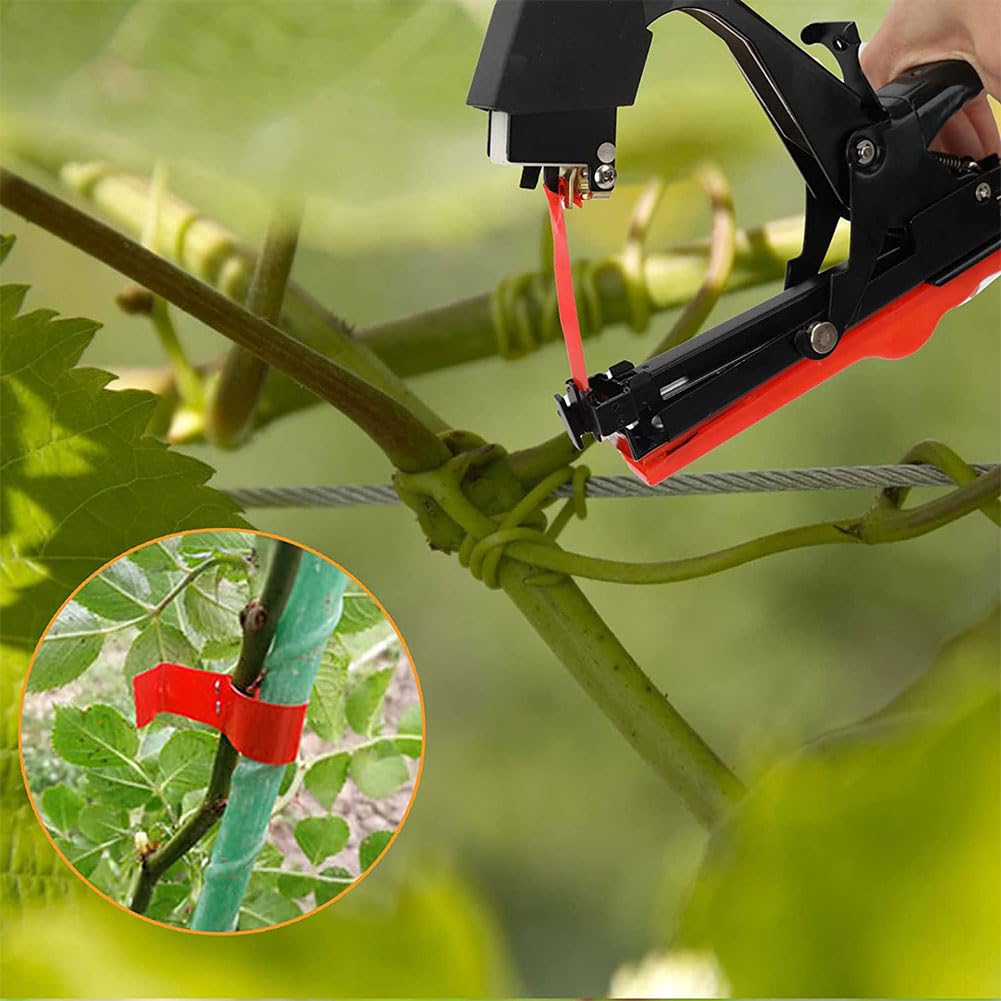 QUTBAG Máquina para Atar Plantas de Mano, Herramienta portátil para Plantas de jardín con 20 Rollos de Cintas y 2 Cajas de Grapas, Herramienta de Agricultura para Plantas, Tomates, pepinos, Frutas