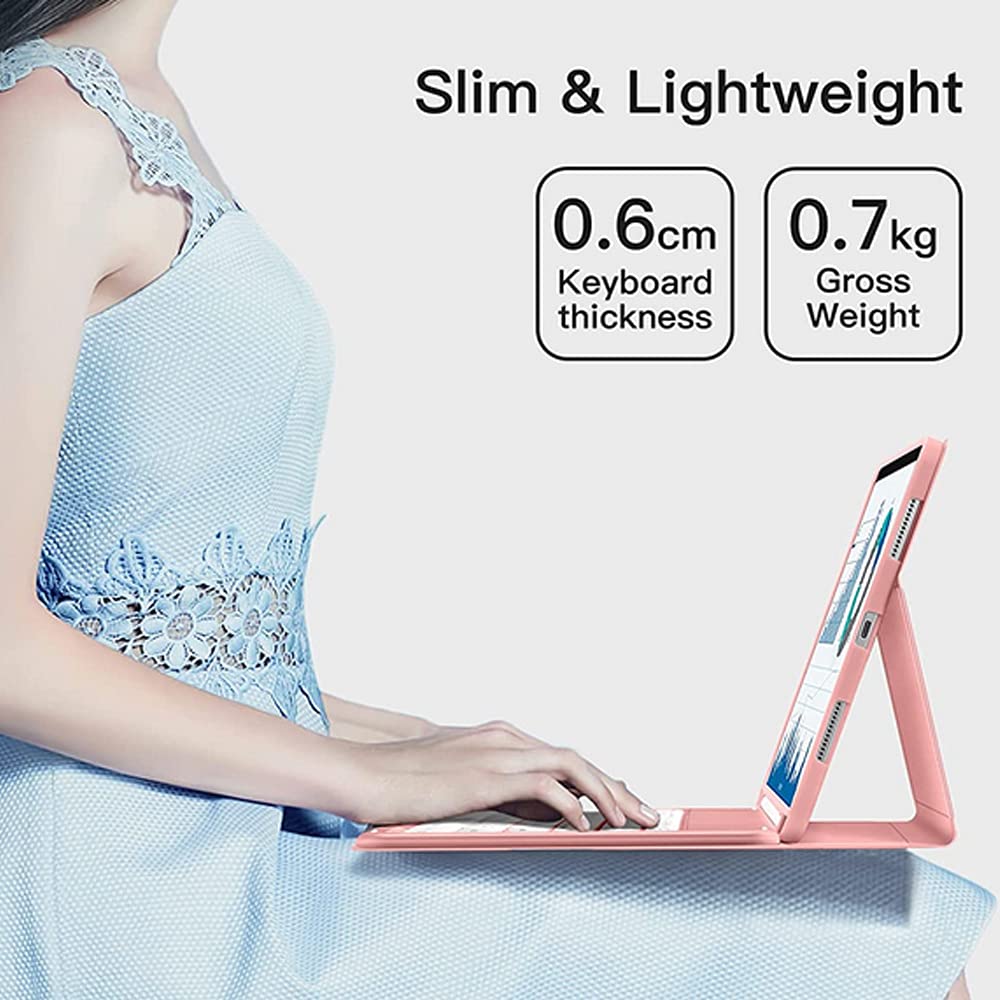 Coque pour iPad 6e 5e génération Air 2 Pro 9,7" avec clavier rond et magnétique détachable pour iPad 9.7 2018/2017 avec porte-crayon pour iPad 5/iPad 6
