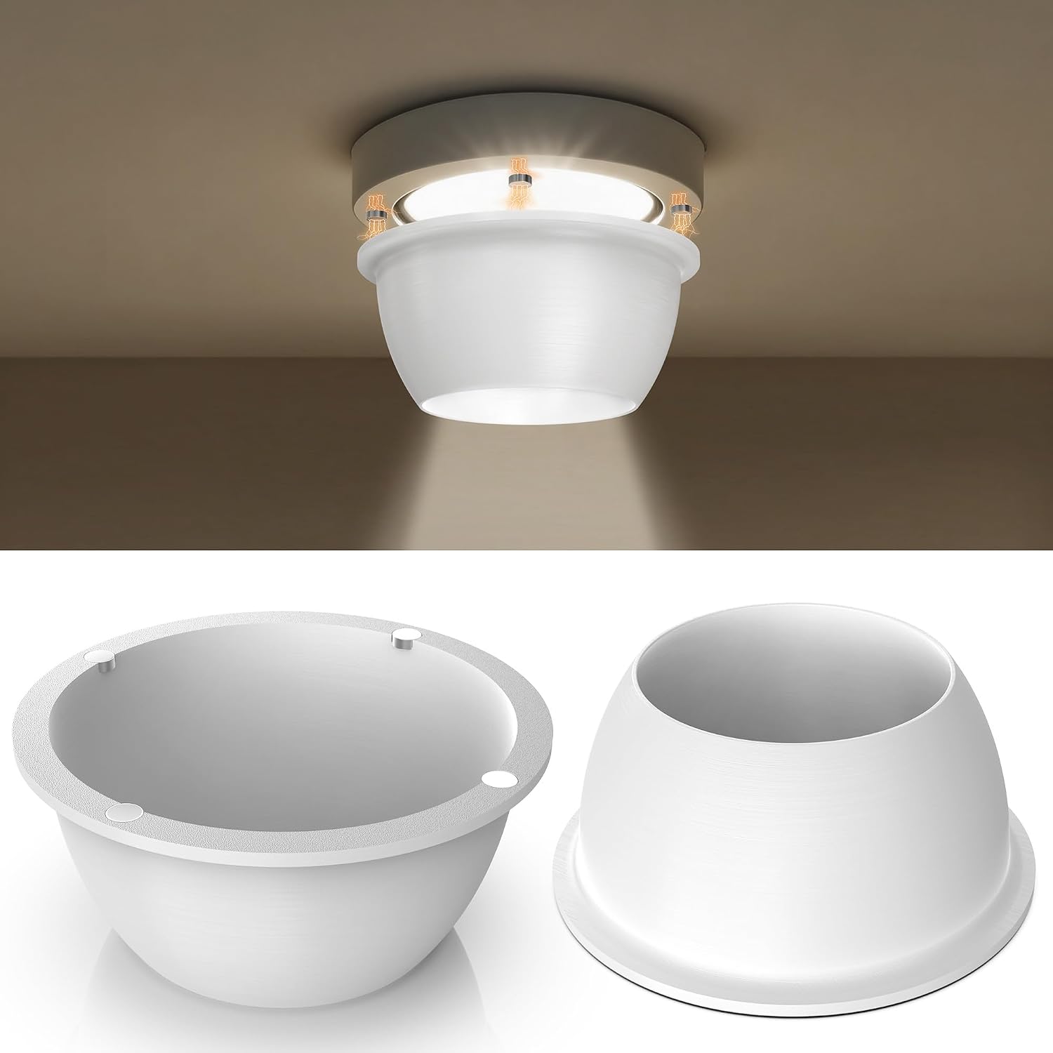 2-Pack 6-Inch Magnetic Recessed Light Shields, White Anti-Glare Covers for Ceiling Can Lights, Full-Edge Design, Tool-Free Snap-On