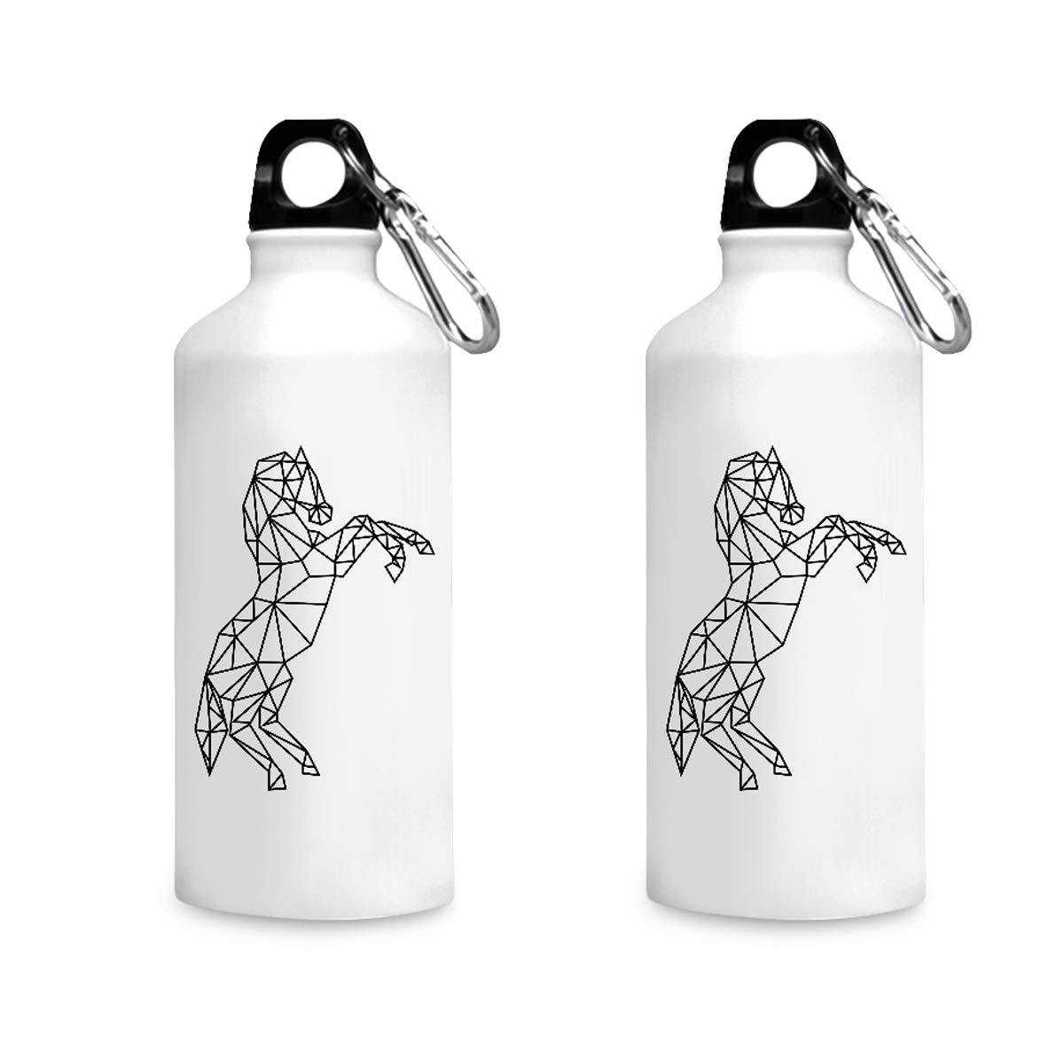 Motivate Box India Aluminum Geometrical Horse Printed Sipper Bottles, 750 Ml, White, 2 Piece