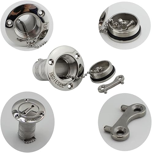 Miniatura 6 de Marine Deck - Llenadora de combustible para cubierta de gas, combustible, agua, residuos, diésel, llenado de cubierta de acero inoxidable de 90