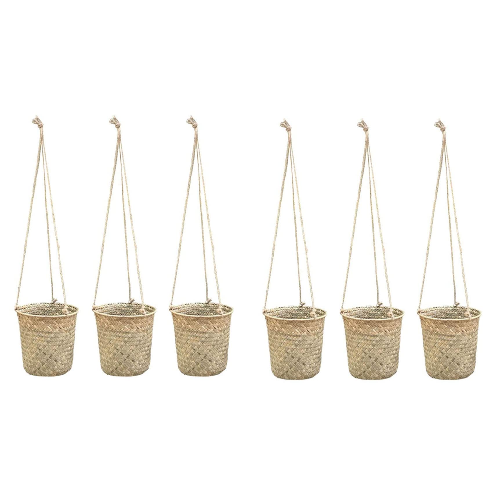 Panier de rangement tissé pour plantes d'intérieur et fleurs suspendues x6
