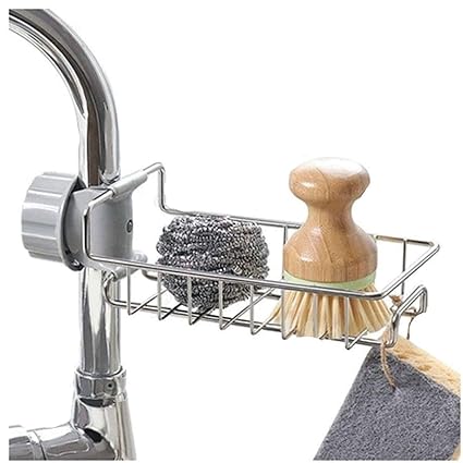 ASTRECA Faucet Storage Racks Adjustable Sink Rag Sponge Draining Rack Kitchen Bathroom Soap Storage Holders Shelves