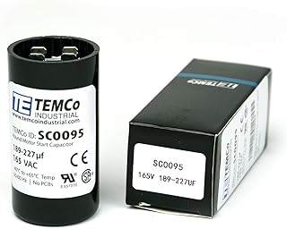 TEMCo 189-227 uf/MFD 165 VAC Volts Round Start Capacitor 50/60 Hz AC Electric - Lot -1