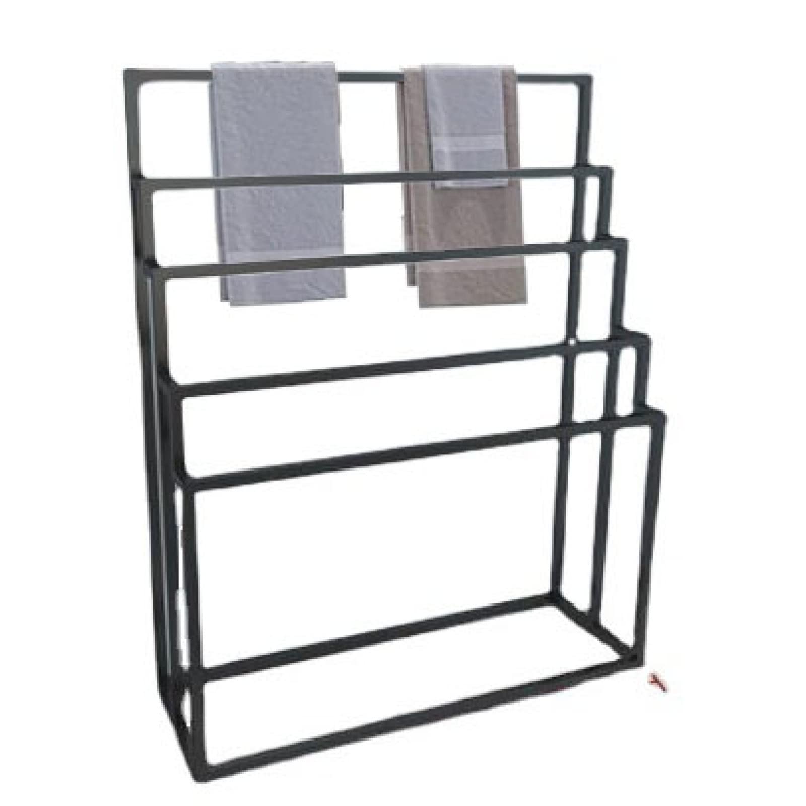 Porte-serviettes vertical en métal chromé à 5 niveaux 80 x 40 cm pour salle de bain