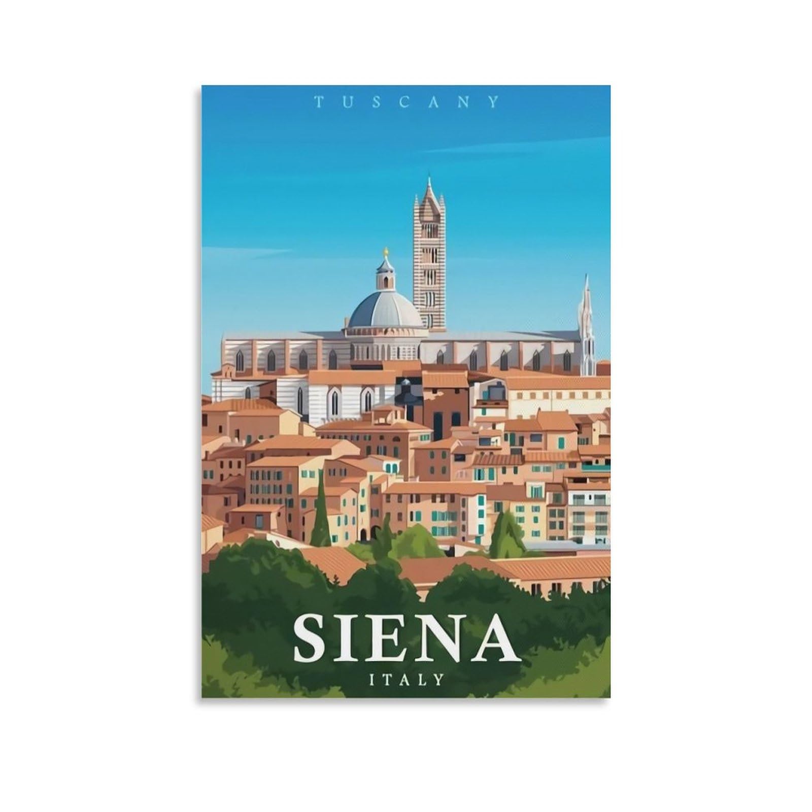 Orbana Unframe-Style Siena Italy Vintage Travel Posters 08X12inch(20X30cm) Canvas Print For Living Room, Bedroom, Dorm, Home, Office Wall Decoration