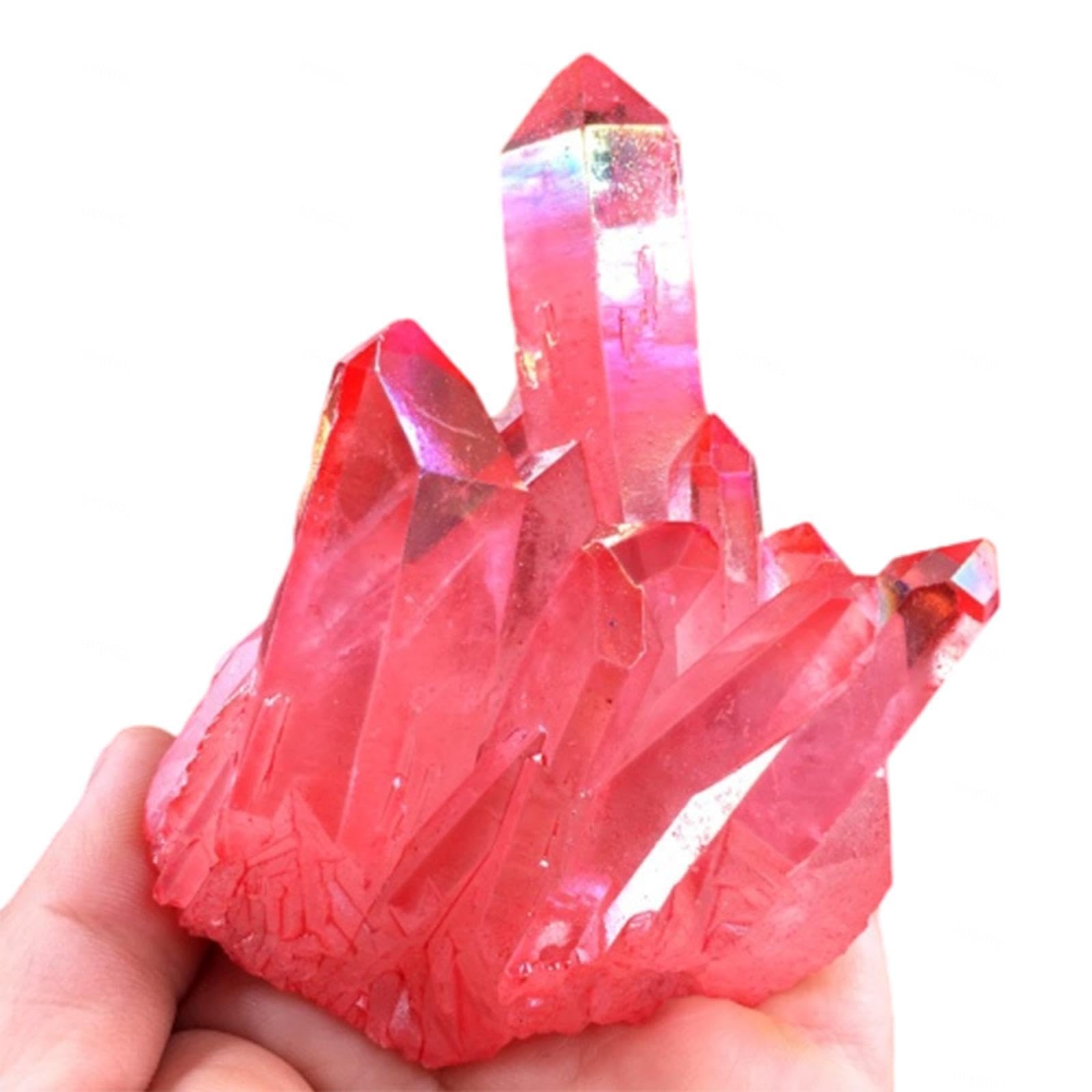 XWFNQSF Crystal Cluster Titanium Coated Rock Raw Quartz Crystals Drusy Geode Gemstone for Home Decor Gift,300g
