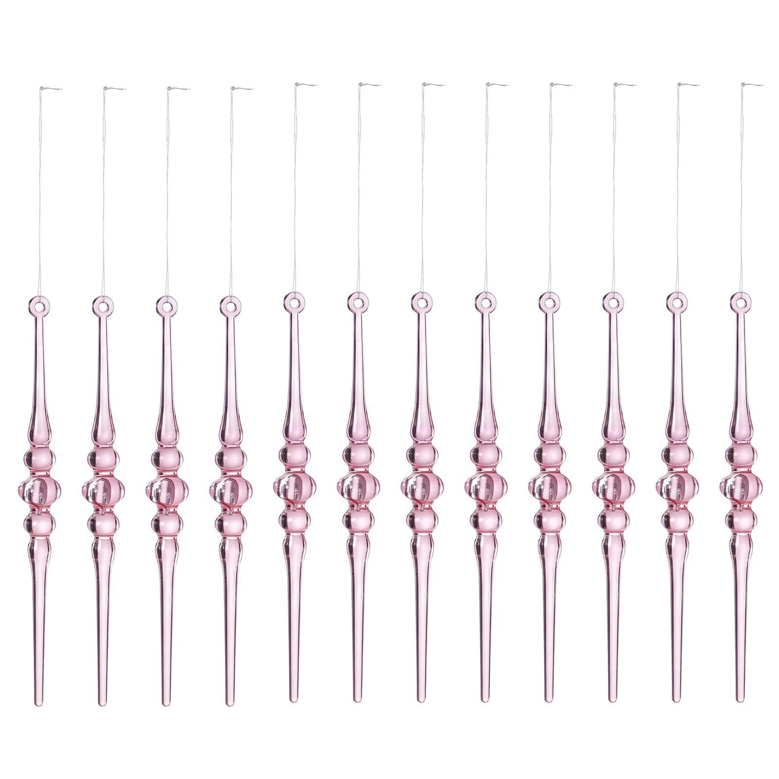 Icicle Ornaments for Christmas Tree Decor, 12 Piece Long Ornament Set for Wreaths, Garlands, and Mantels Icicle Ornament Set Acrylic Tree Decor Prestrung Branch Accents Wreath Ornaments Garland Winter
