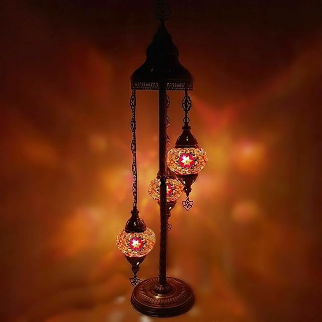 Handmade Turkish Moroccan Arabian Eastern Bohemian Tiffany Style Glass Mosaic Colourful Floor Lamp Lamps Home Decor