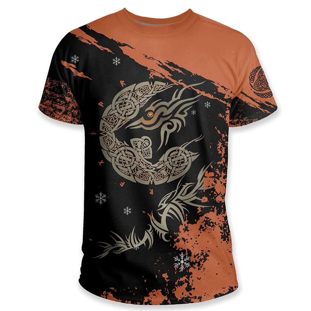 T-Shirt Viking impression 3D et tee-shirt mythologie nordique Odin corbeau noir pour hommes biker