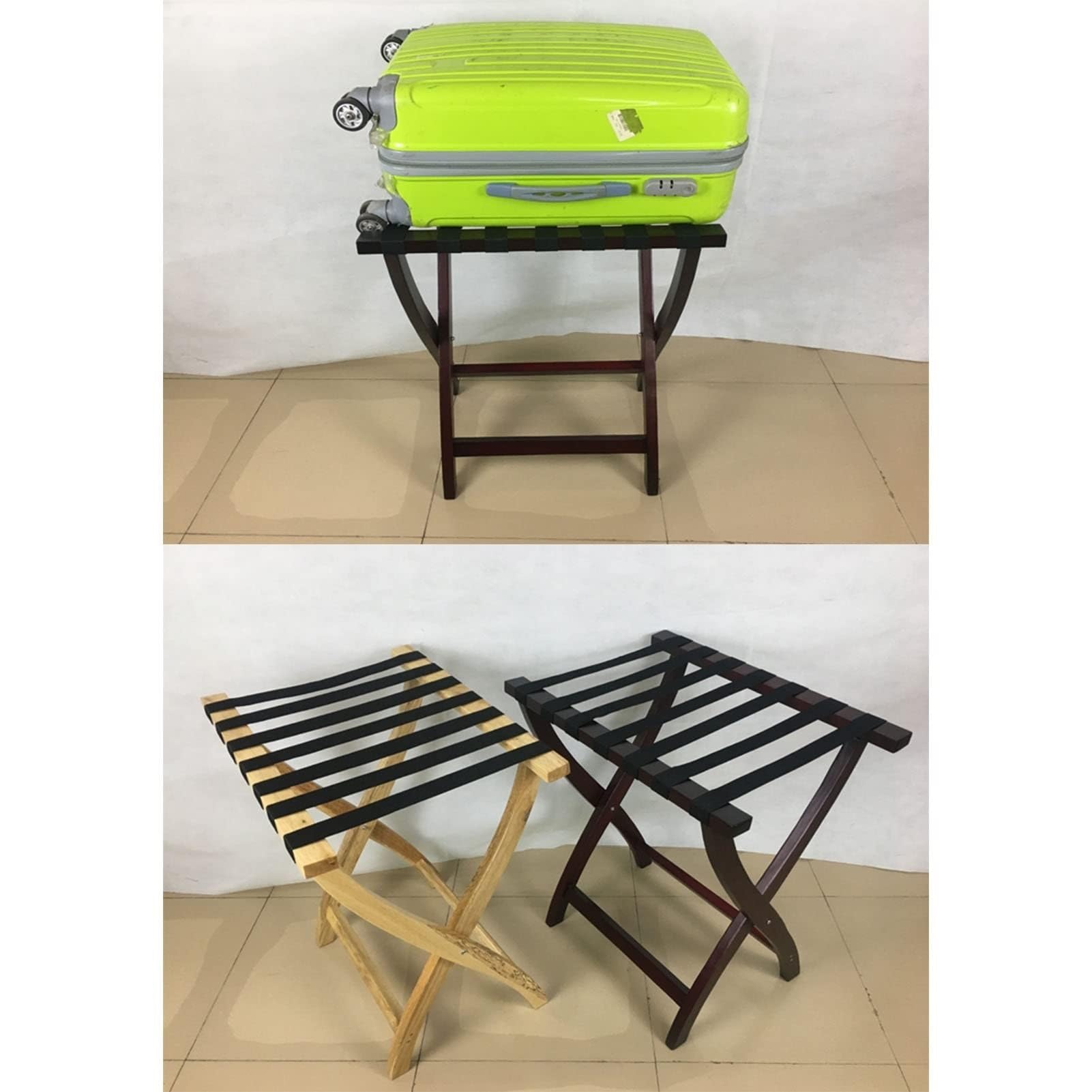 Estante para Equipaje Estante para Equipaje - Soporte para Maleta, Soporte para Maleta Plegable y expandible con Zapatero, Organizador de Suelo y Soporte, Estante para Equipaje de Madera Mac