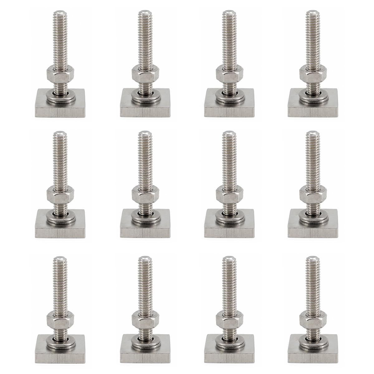 12 Pack M6x35 T Track Slot Bolts for Roof Rack Cross Bars, Cargo Basket, Bike, Ski, Kayak Rack, Stainless Steel Square T Slot Bolts for Awning, Solar Panel
