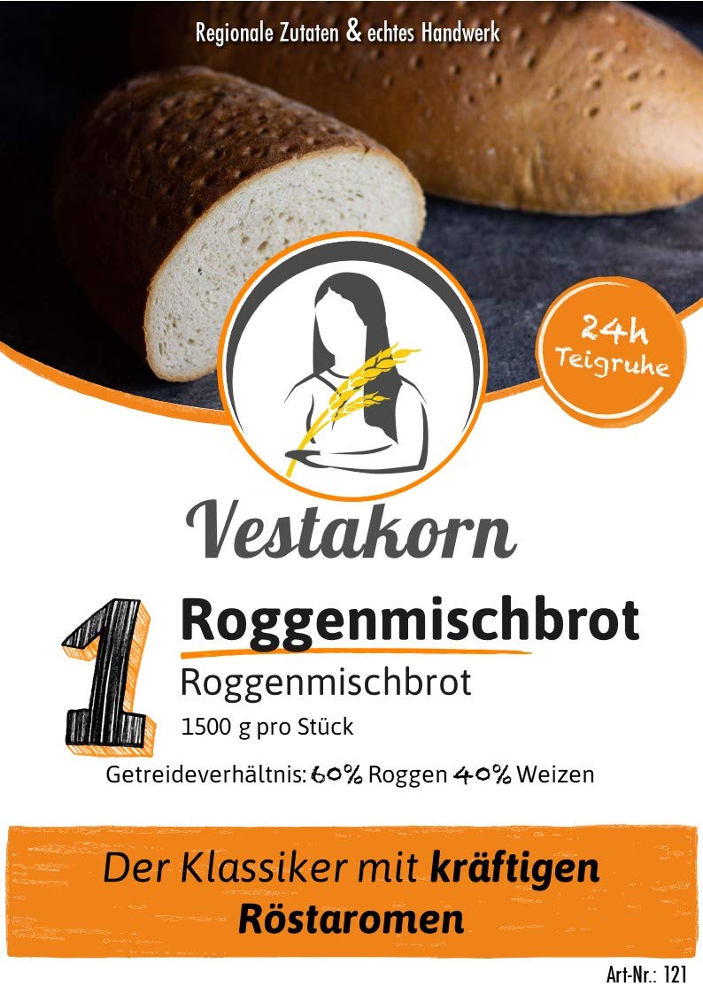 Vestakorn Handwerksbrot Roggenmischbrot 1,5 kg Natursauerteig selbst aufbacken