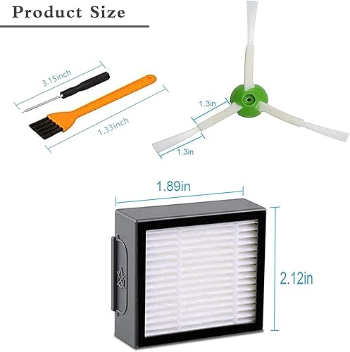 Miniatura 2 de Paquete de 16 piezas de repuesto, compatible con aspiradora iRobot Roomba E&I serie I1I6+I3I3+I4I4+I5I7+I8+PLUS E5E6, incluye 2 cepillos laterales,