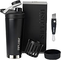 Vista 14 de Paradise Botella Batidora de 24 oz, Batidora de Proteínas de Acero Inoxidable Aislada, Apta para Lavavajillas, con Cepillo de Tapa y Funda Joshua