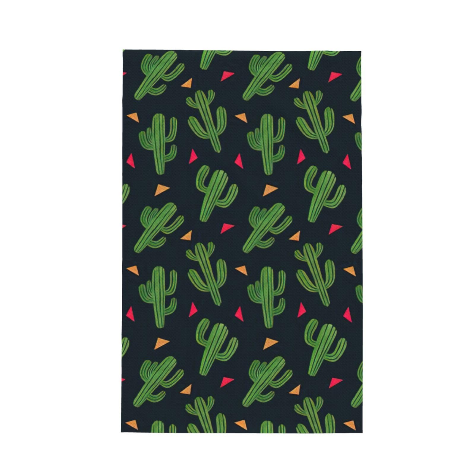 CKGODGF Cactus Art Print Absorbent Waffle Dishcloths,Kitchen Towels With Hanging Loops,Tea Towels.