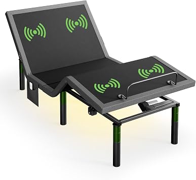 Marsail MS01-2 Twin XL Adjustable Bed Base with Massage-APP Connects Adjustable Bed Frame with 4 Height Options, 3 Minutes Fast Assembly, Wireless Control Adjustable Bed with Under-Bed Nightlight
