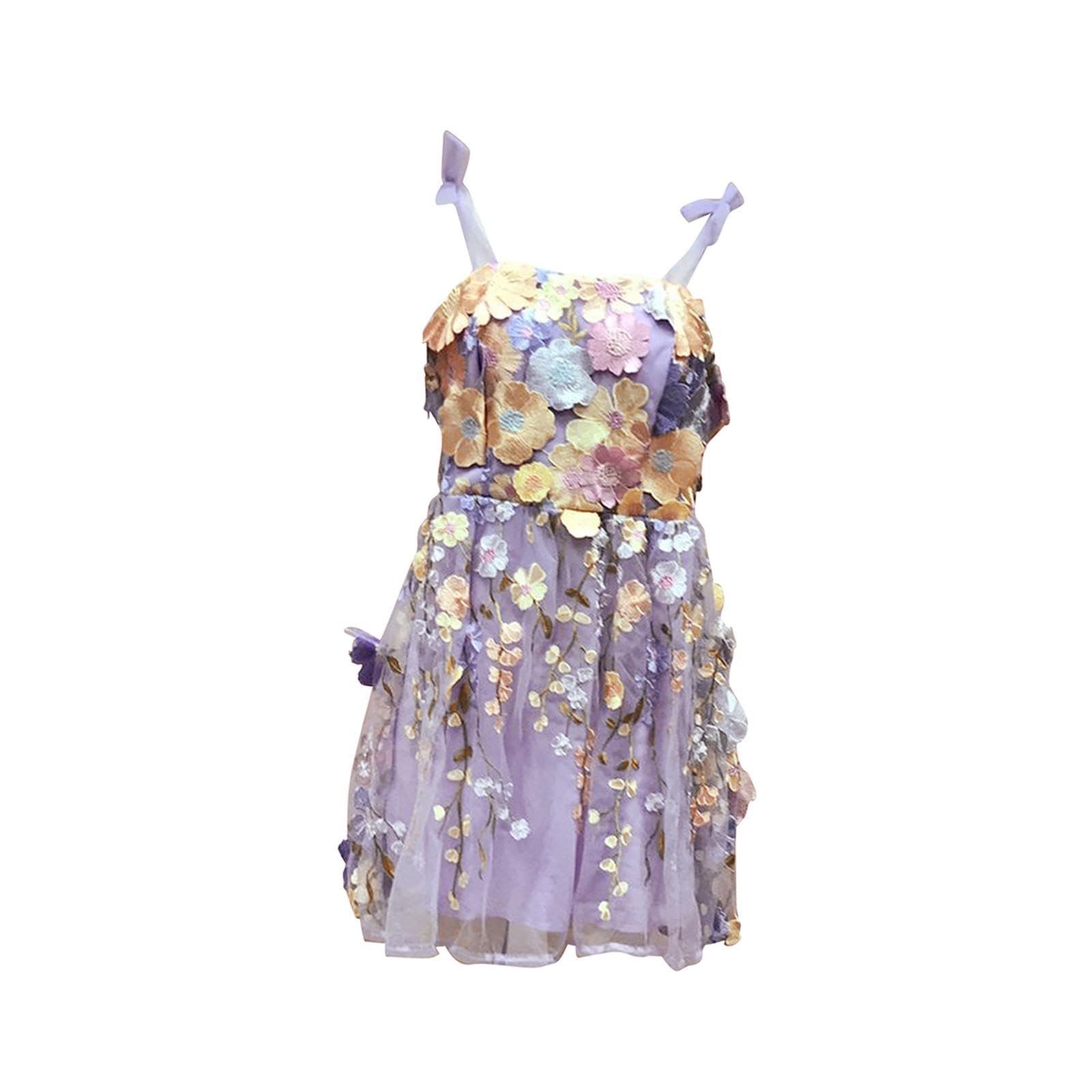 predolo Vestido Corto de Tirantes con Bordado Floral 3D para Mujer, Ideal para Nocturnos Y Graduaciones.