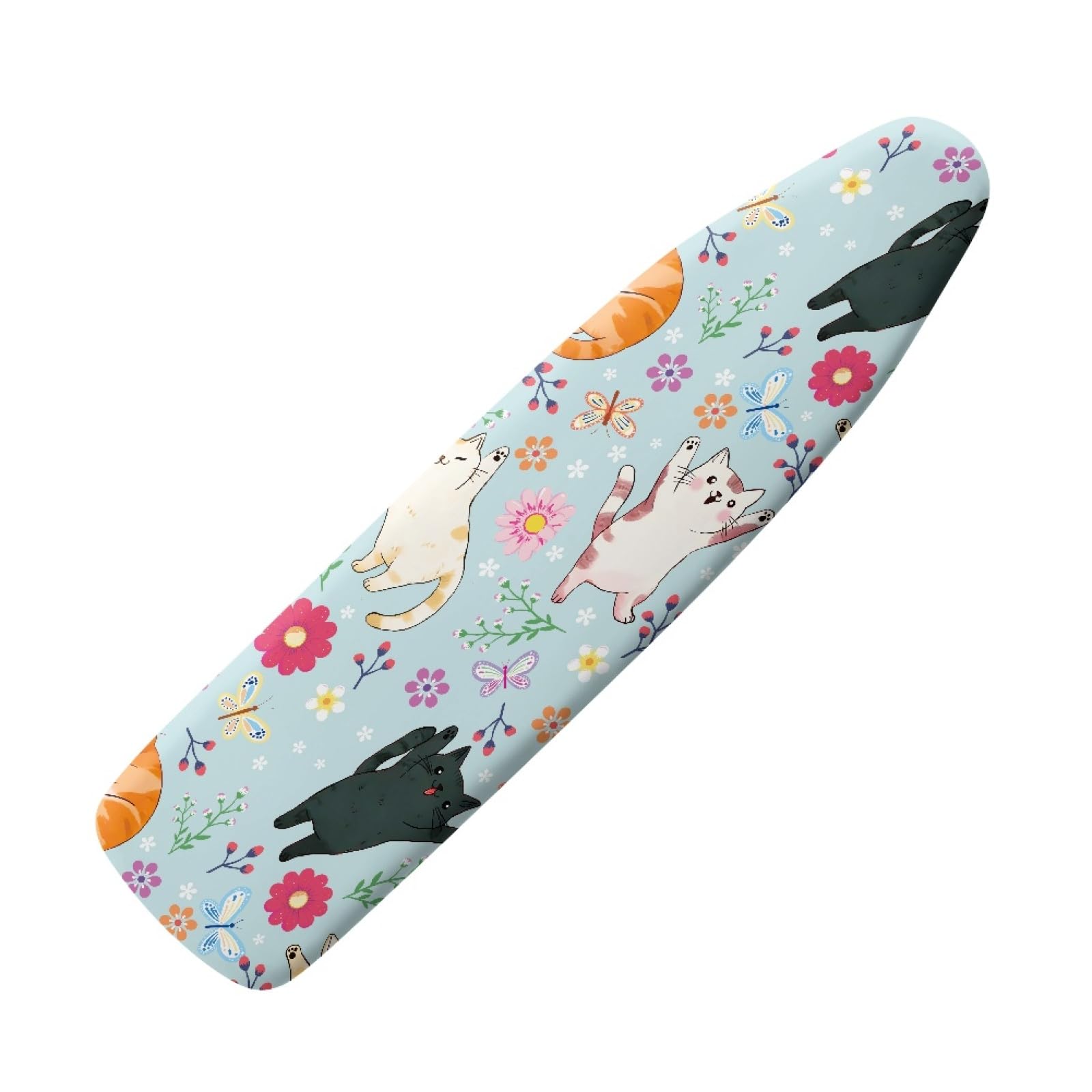 Ironing Board Cover 125X43 White Cat Padded Iron Board Cover With Elasticated, Easy Fit And Resists Scorching, Cord Binding & Stretch System