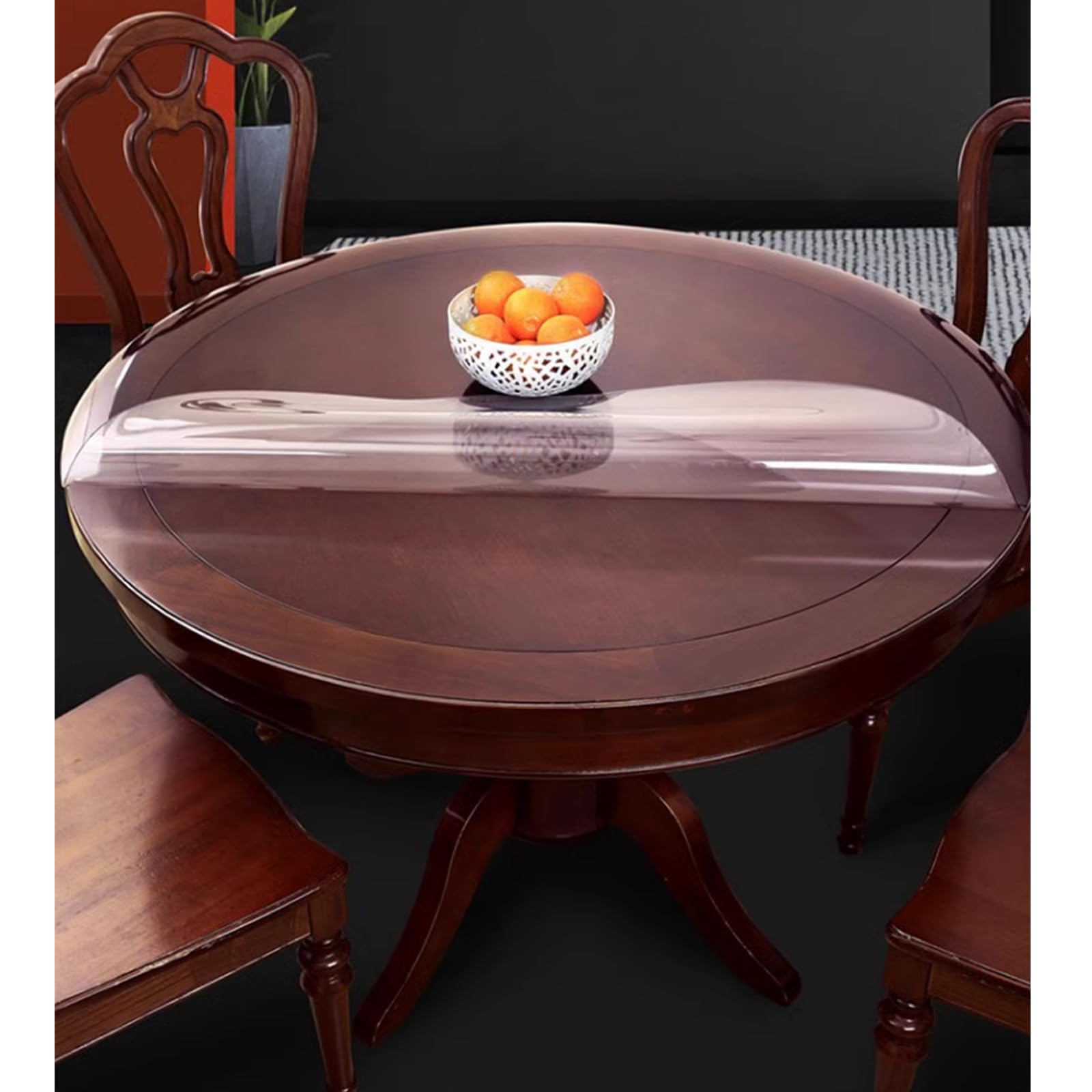 Transparente Runde Tischschutzfolie, 1,3mm Geruchlose Antibakterielle Runde Tischmatte, Transparente Kunststoff-PVC-Tischschutzfolie, Transparente Restauranttischdecke (Diameter 180cm/71in)