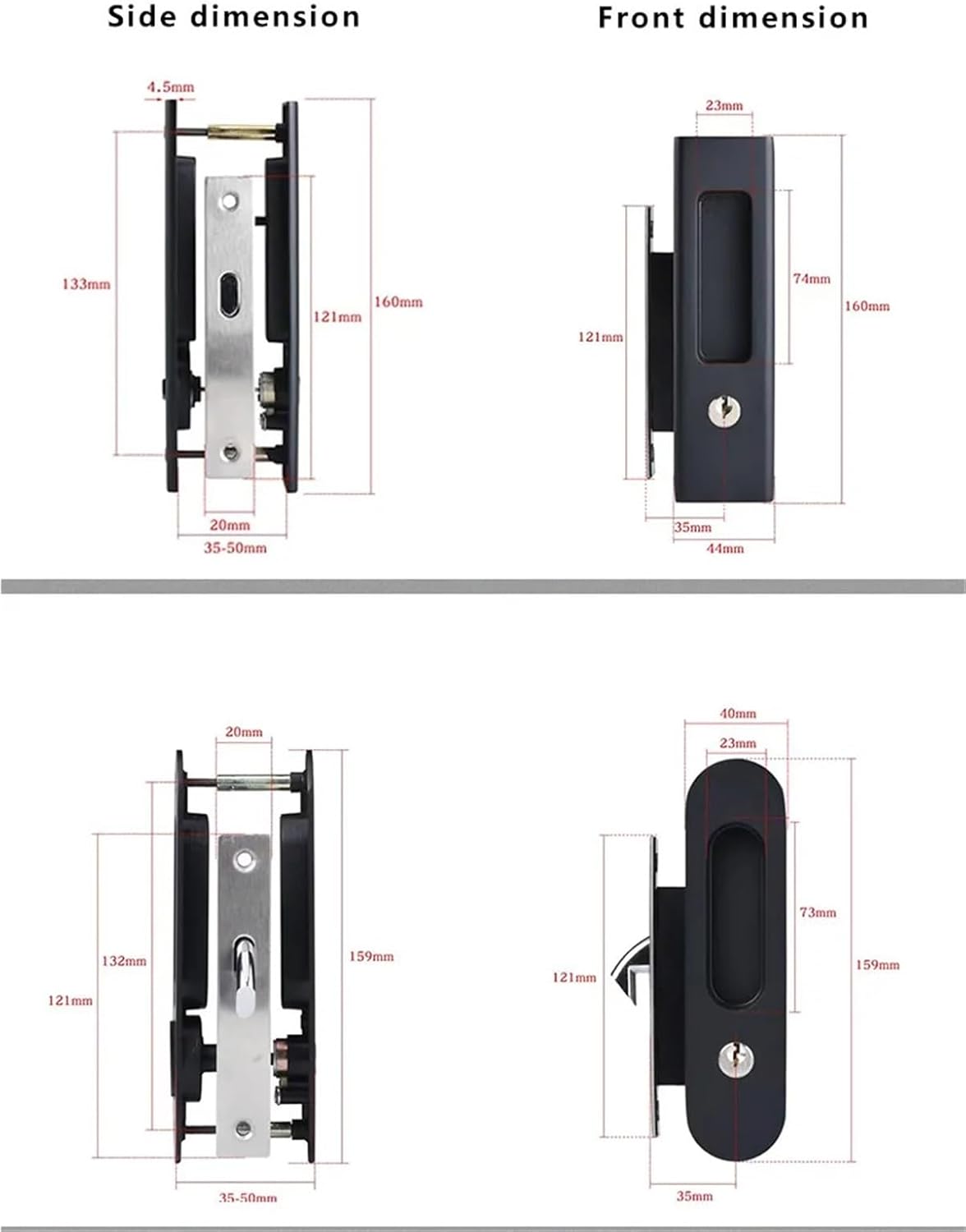 SlidingShift Door Lock Invisible Black Shift Door Handle 1Pcs(Round - Bronze)