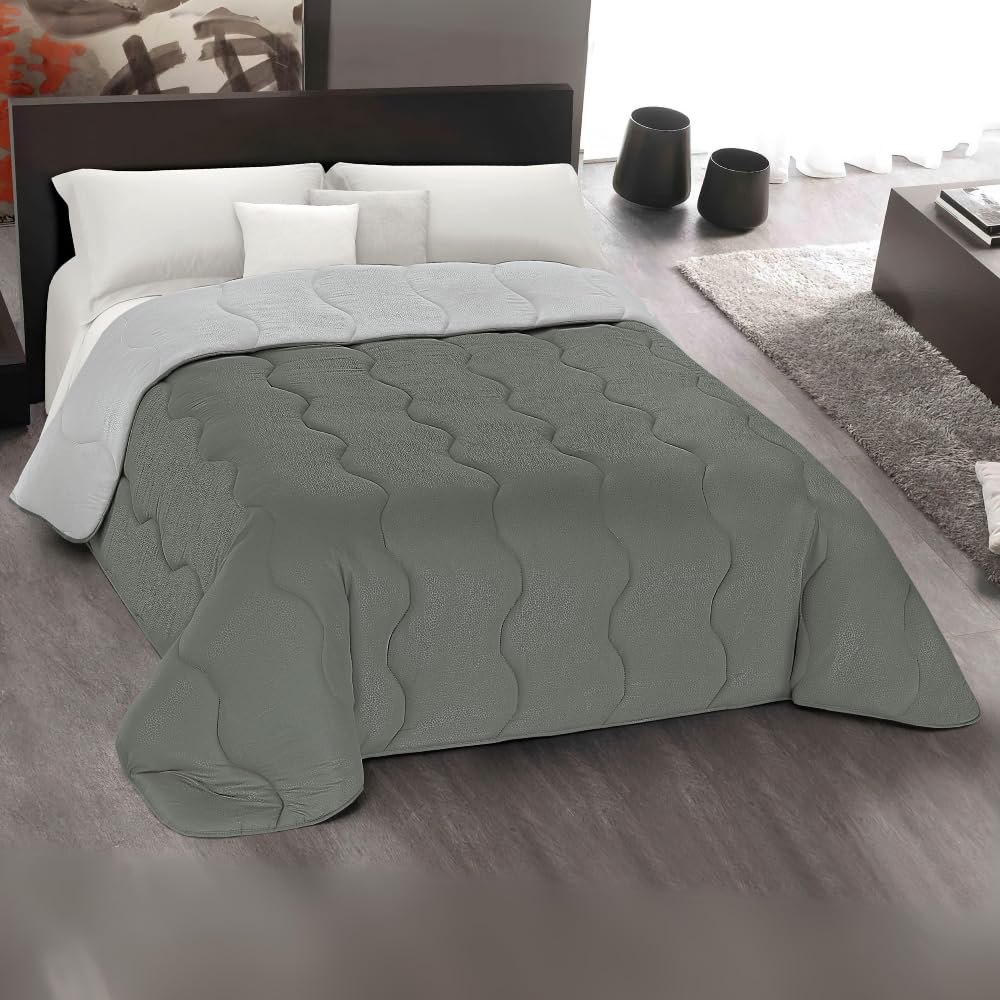 MAXIME MAISON - Piumone Matrimoniale Invernale 260x260cm, Trapunta Invernale Matrimoniale (300gr/mq) Coperta Calda in Microfibra, Copriletto per Stagioni Fredde, Design Double Face, Made in Italy
