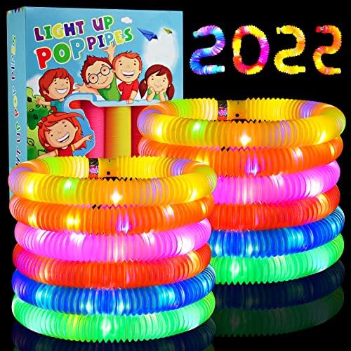 EUCOCO 6/12 Pack LED Pop Tubes Light Up Fidget Toys - Gift for Kids