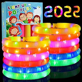 EUCOCO 6/12 Pack LED Pop Tubes Light Up Fidget Toys - Gift for Kids