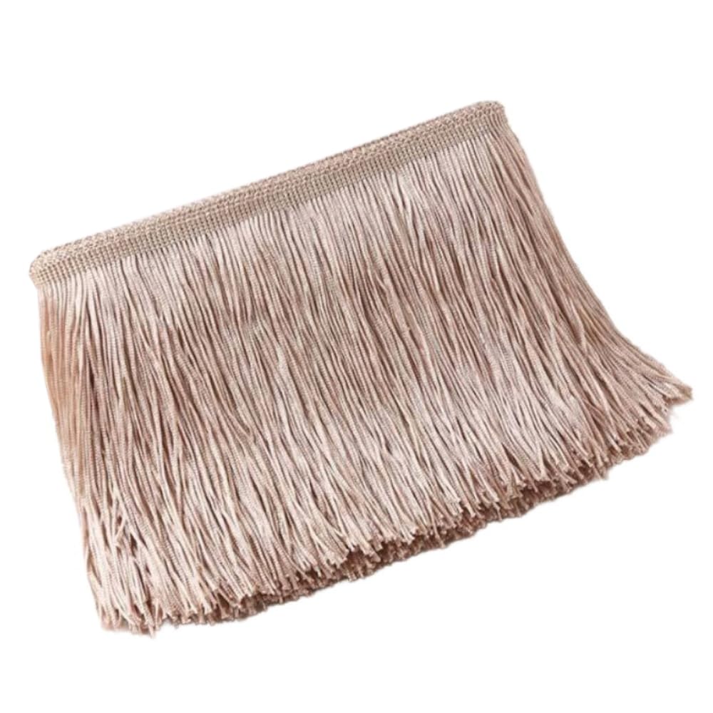 Blausky 20 cm x 2 m wide tassel fringe trim dance fringe cut fringe silky fringe ribbon decorative ribbon fringe trim ribbons for sewing, for Latin dress, lingerie curtains, apricot