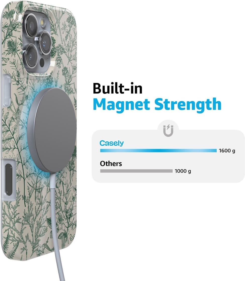 Casely iPhone 16 Pro Max Case | Sage Garden | Green Floral | Compatible with MagSafe | Classic Ultra Slim Design - Image 6