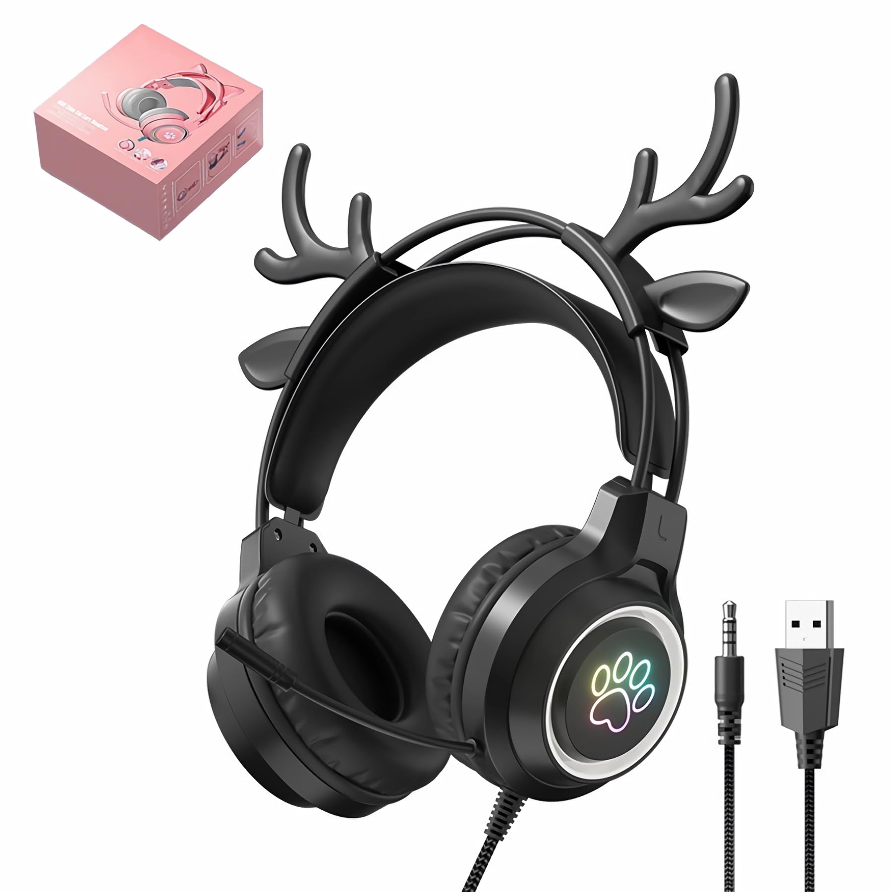 Amazon.co.jp: TeamSky ヘッドセット 精霊の鹿 ヘッドホン