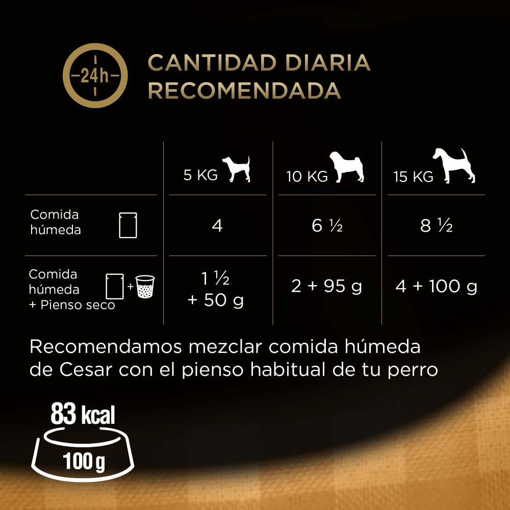 Cesar Comida Húmeda para Perros, Selección Carnes Mixtas en Gelatina, Multipack (13 Packs x 4 Bolsitas x 100g)