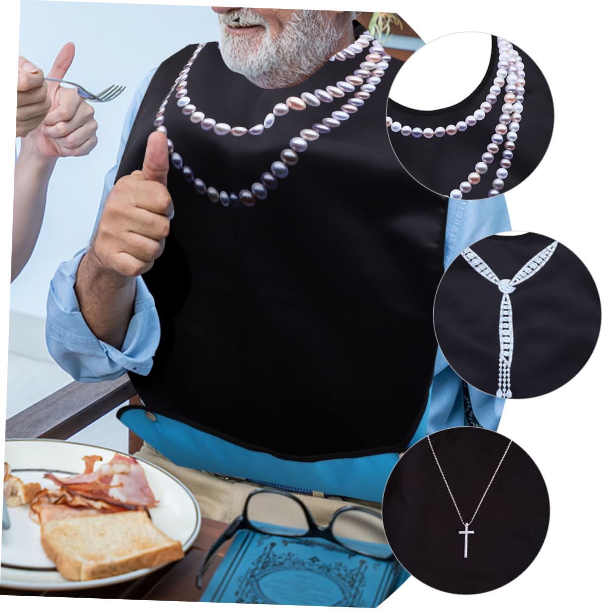 3 Stück-pack Wiederverwendbare und Verschleißfeste Frottee Lätzchen mit Ärmeln für Erwachsene aus Polyester Leicht als Schutzkleidung im Haushalt