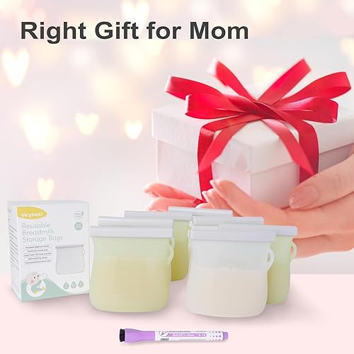 Miniatura 8 de Bolsas reutilizables de almacenamiento de leche materna  Bolsas de almacenamiento de leche materna de silicona de 8.5 onzas, 7 piezas de doble