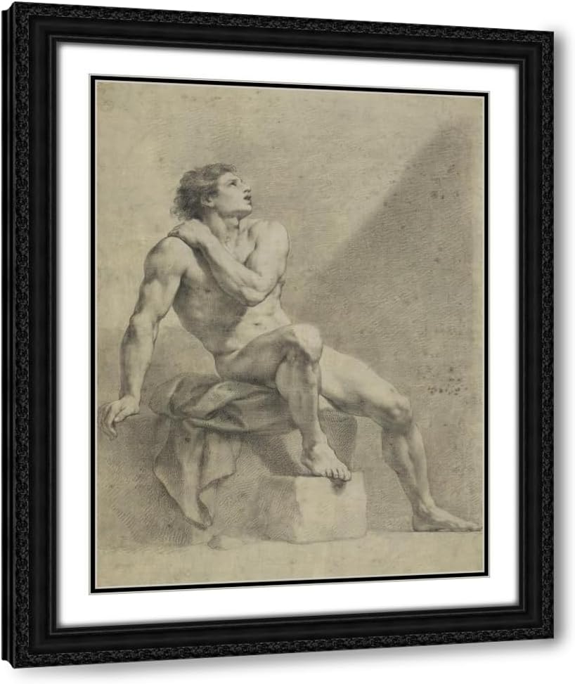 ArtDirect Sitzender männlicher Akt, schräg nach rechts, aufschauend Custom Framed Art Print Giclee Print or Canvas Options with Various Sizes and Customization by Anton Raphael Mengs