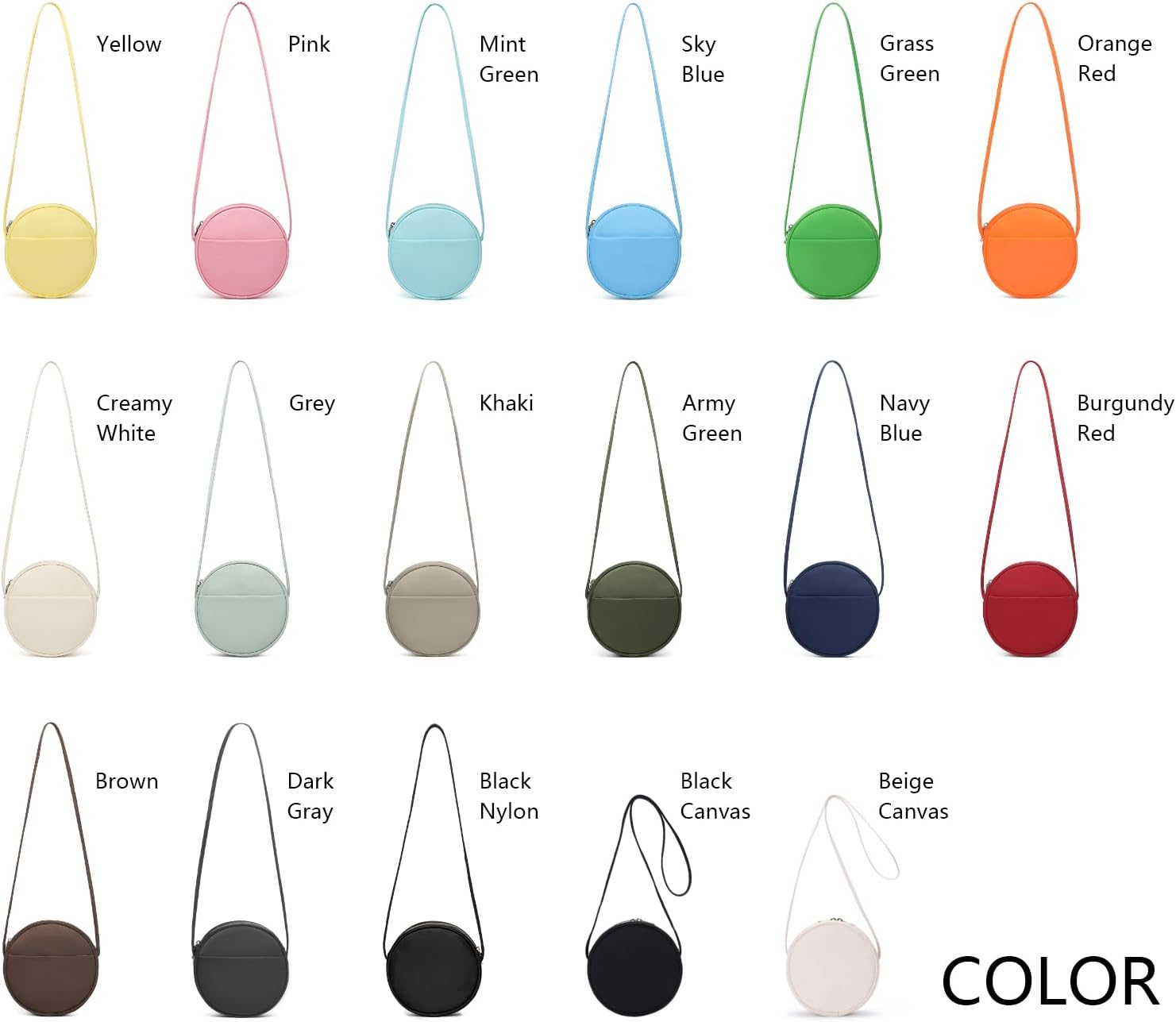 Circle Crossbody Bag for Women NYLON Circle Purse with Zipper Adjustable Knot Shoulder Straps - Image 3