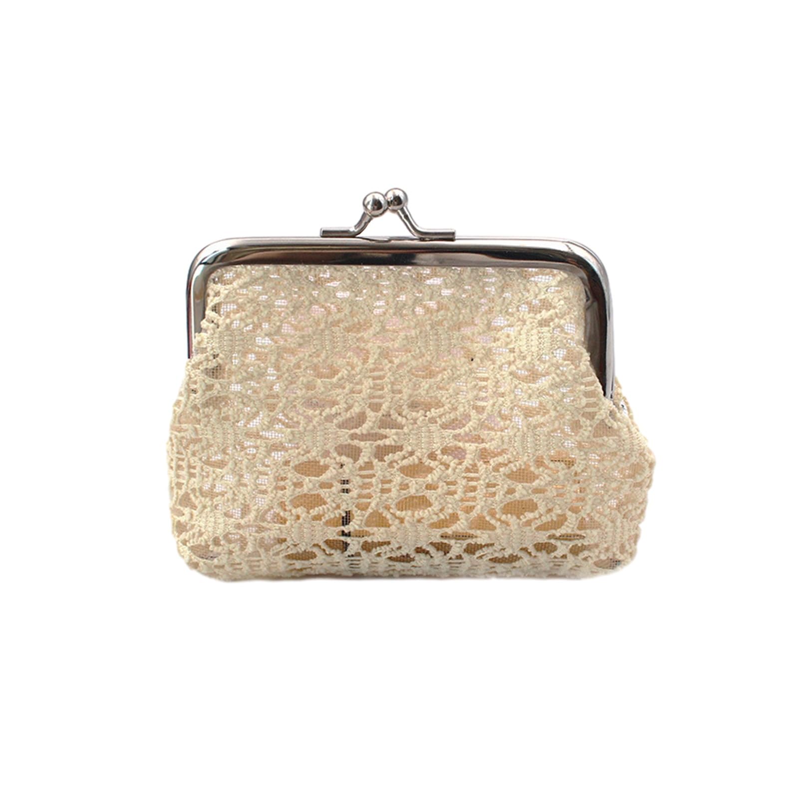 matumou Women Lace Coin Purse, Mesh Small Change Purse, Kiss Lock Closure Pouch for Cash Lipstick