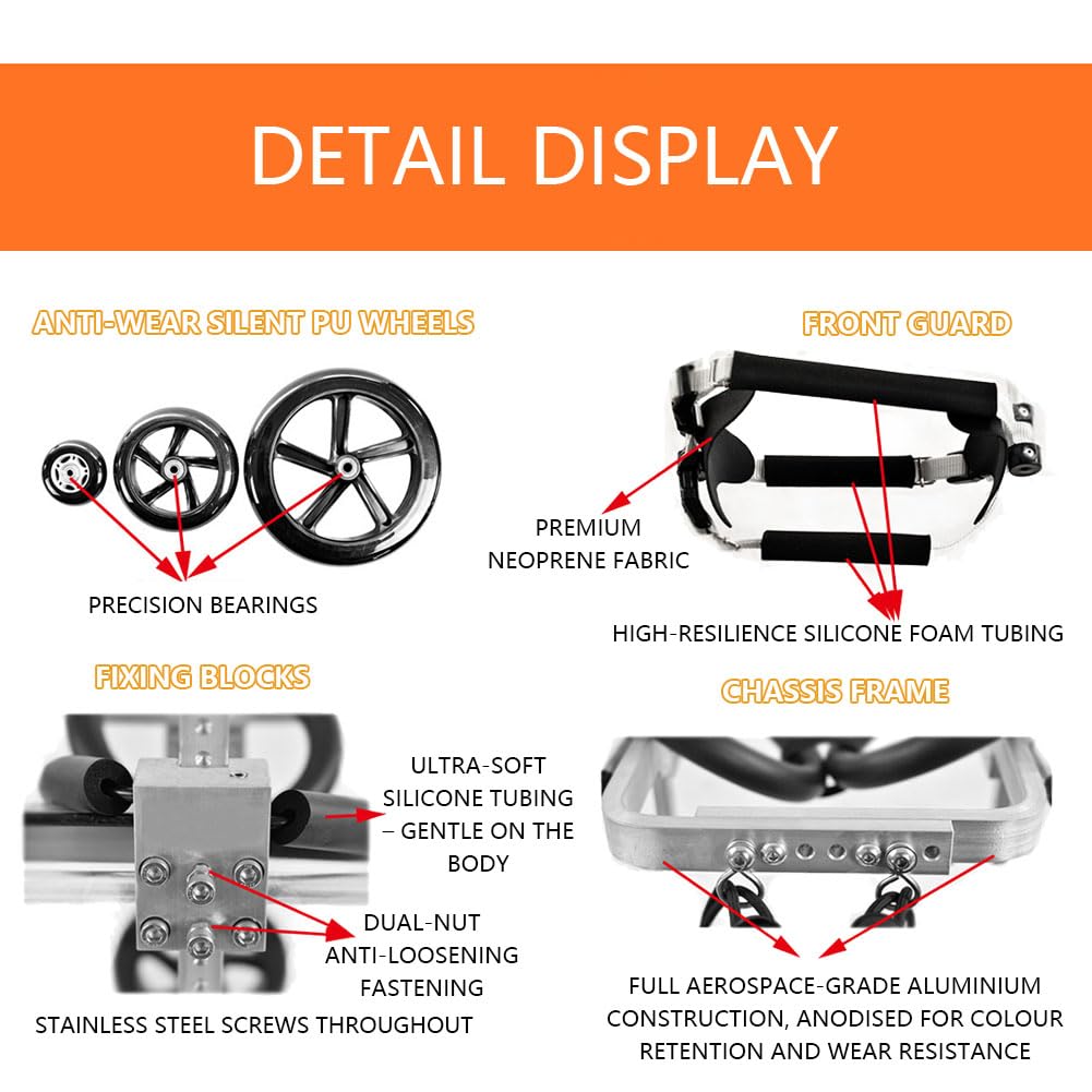 Silla de ruedas ajustable para perro, arnés de soporte trasero para mascotas mayores, ayuda de movilidad ligera con ruedas silenciosas para displasia de cadera y artritis