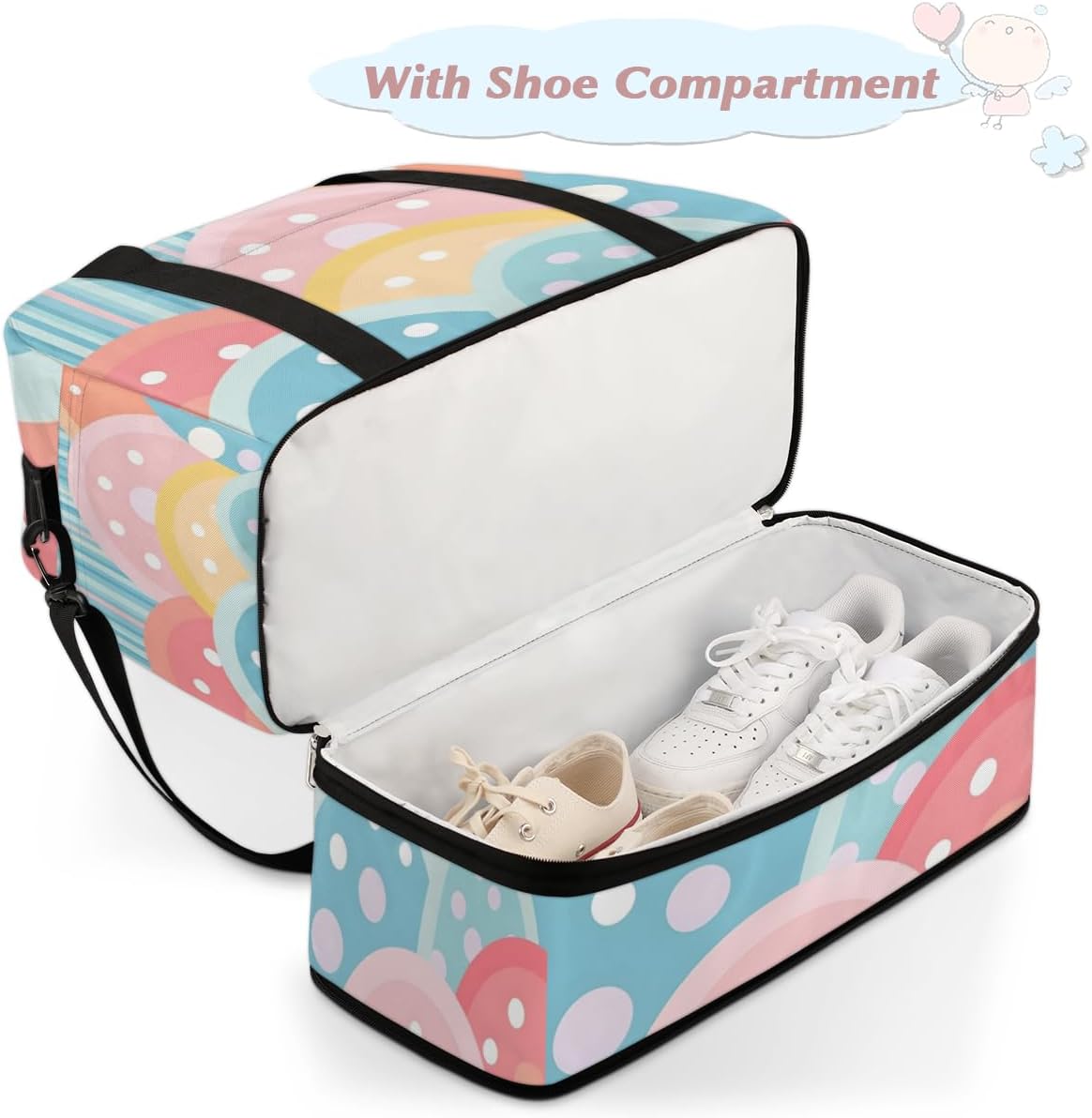 QsirBC Geometry Funny Style Gym Bag for Women Duffle Tote with Shoes Compartment Men Weekender Duffel for Dance Travel Sports Swimming Overnight