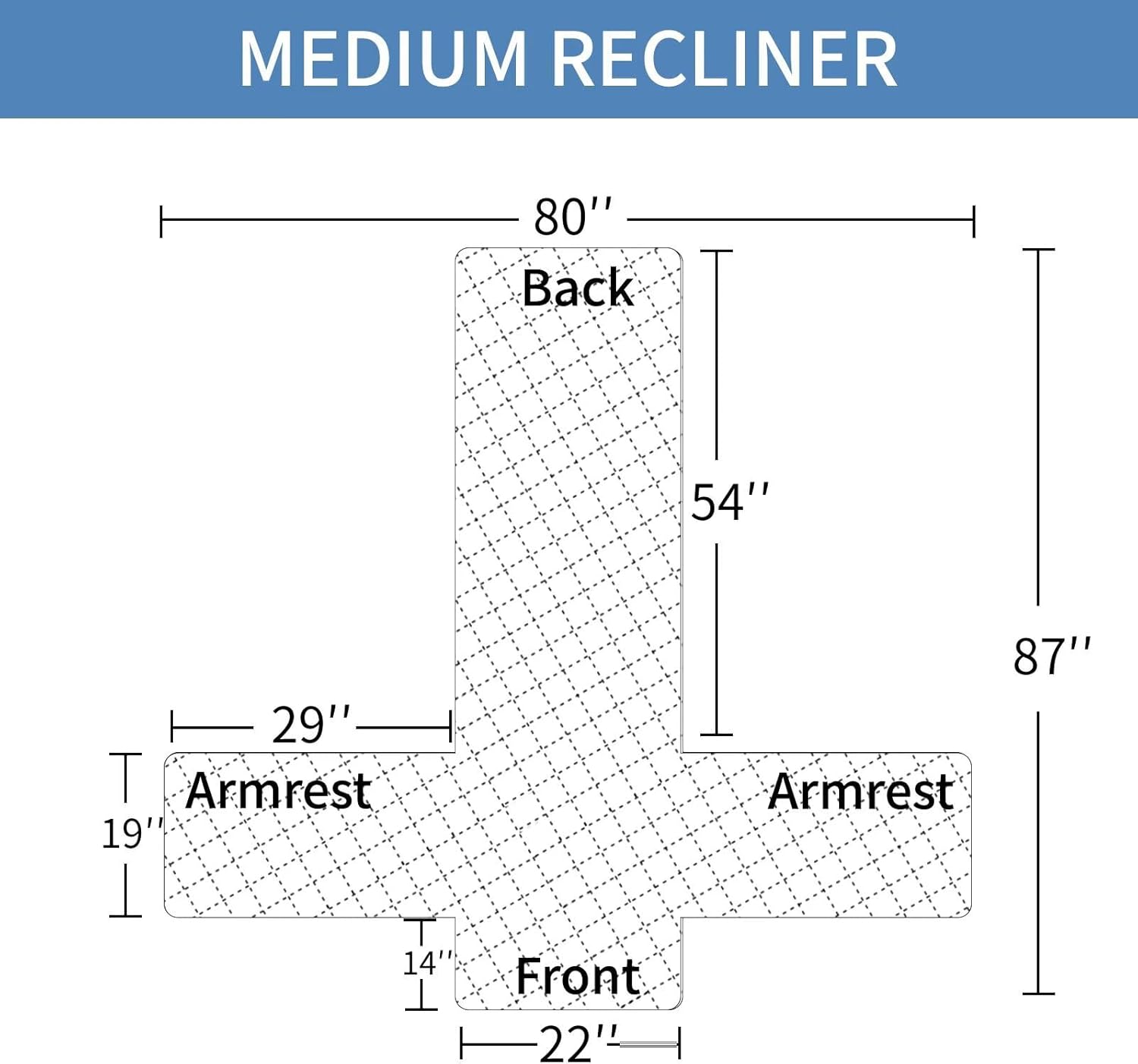 CUCRAF Non Slip Quilted Sofa Cover, Water Resistant Slipcover Furniture Protector for 1 Cushion Sofa Pet Friendly, Washable Couch Cover with Adjustable Elastic Straps (Medium Recliner, Navy Blue)