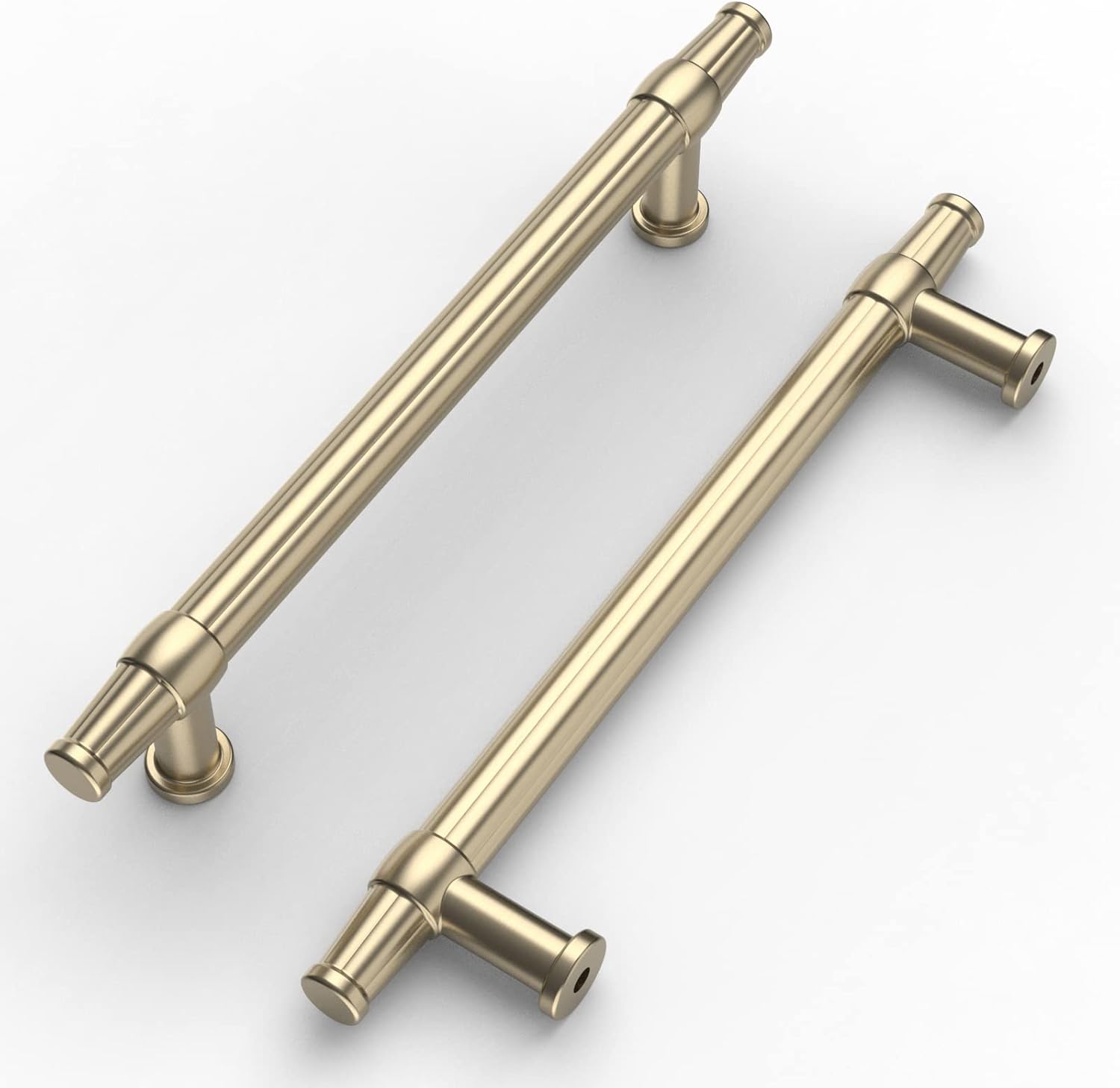 Amerdeco 12 Pack Brushed Brass Cabinet Pulls 5 Inch(128mm) Hole Center Gold Drawer Pulls Cabinet Hardware Kitchen Cabinet Handles for Bathroom Dresser Pulls ZH0035