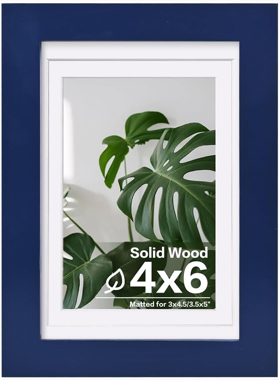 Egofine 4x6 Picture Frame Made of Solid Wood, Covered by Plexiglass Display Pictures 3x4.5 and 3.5x5 with Mat or 4x6 Without Mat for Table Top Display