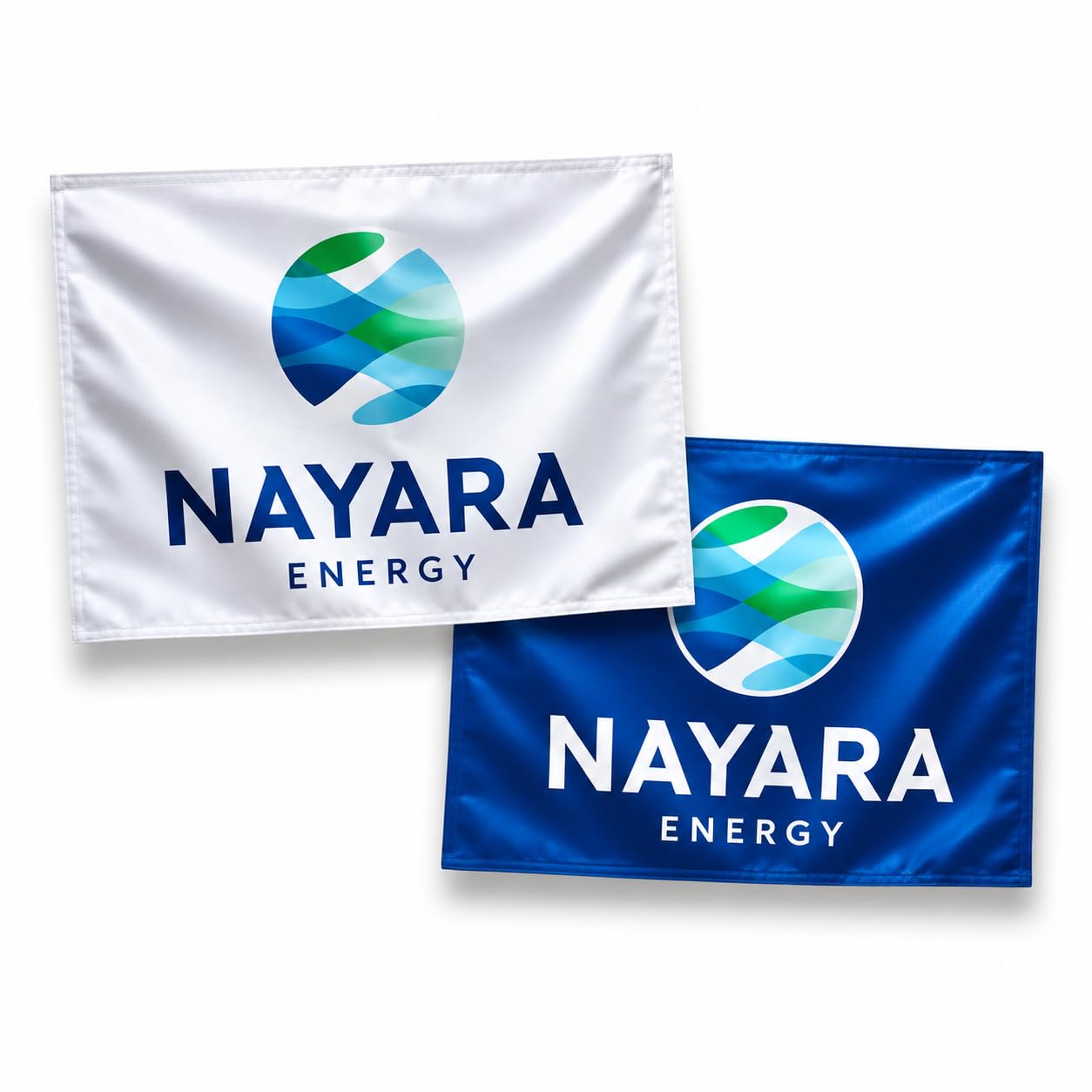 Petrol Pump Promotional Flag Set Pack of 6 pieces (3 x White and 3 x Sky Blue) | Japan Satin Rectangular Branding Flags | Orange White Blue Outdoor Advertising Flags 30 x 45 Inch.-image-22